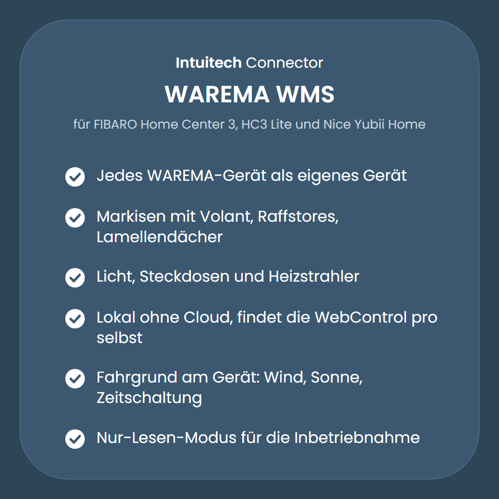 Intuitech Connector WAREMA: Funktionen im Überblick