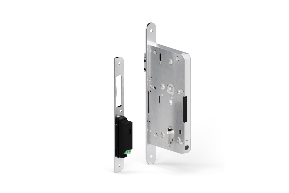 Loxone Door Lock Air Inductive in der Tür eingebaut