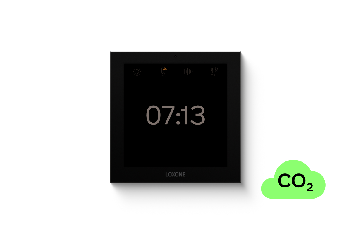 Loxone Touch Pure Display CO2 Air, Frontansicht