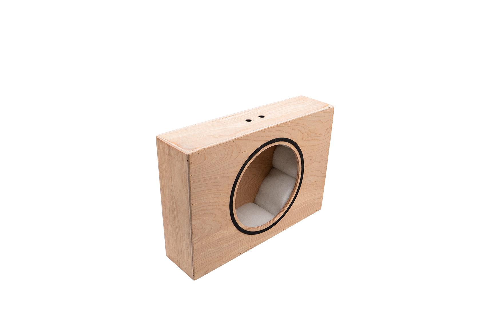 Loxone Einbaugehäuse für 10" Install Speaker aus Sperrholz, Schrägansicht